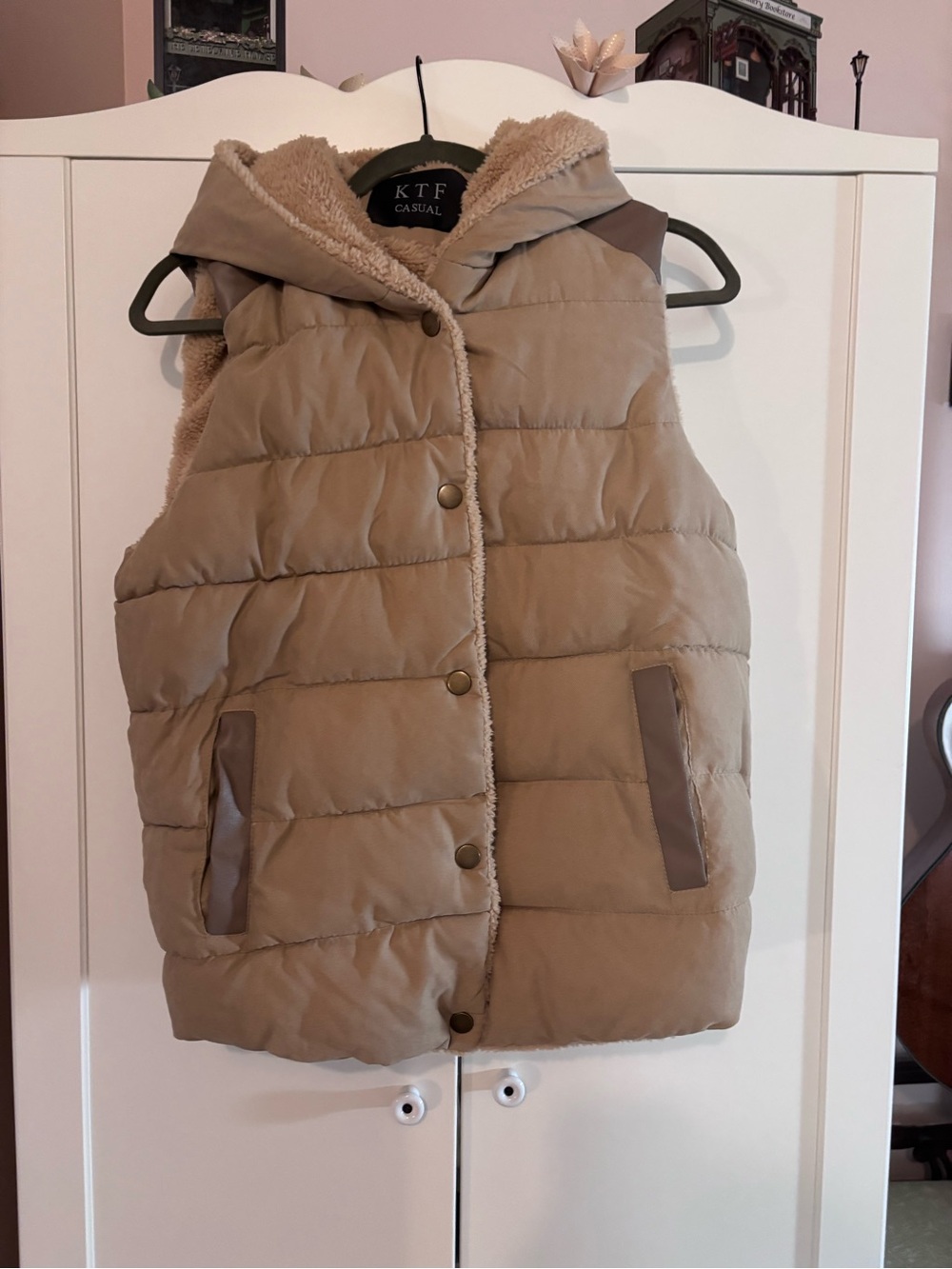 KTF Casual Tan Hooded Puffer Vest
